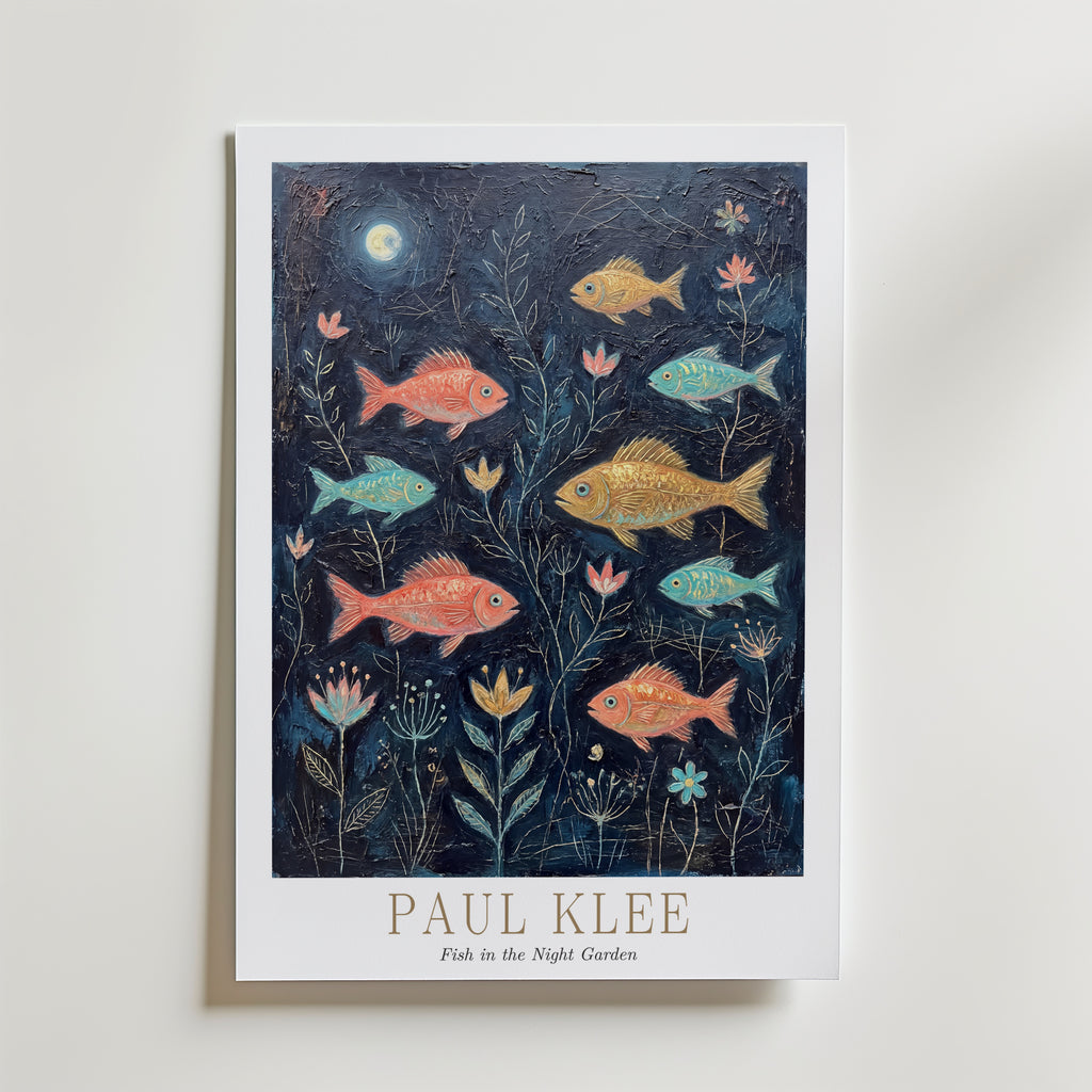 Paul Klee Fish in the Night Garden Poster – med passepartout