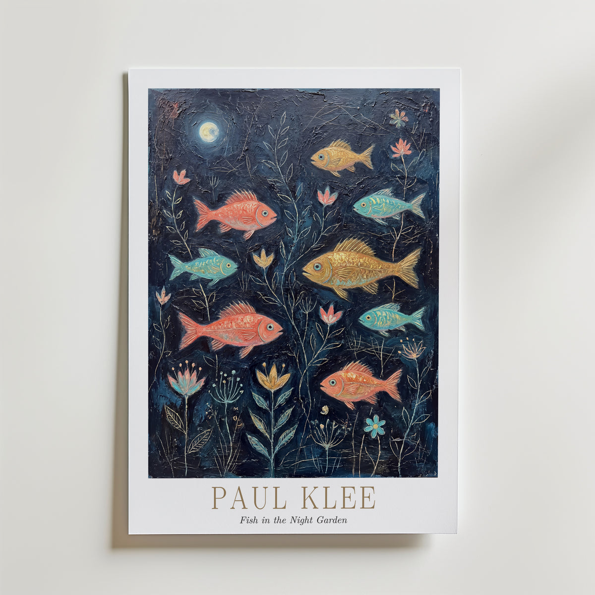 Paul Klee Fish in the Night Garden Poster – med passepartout