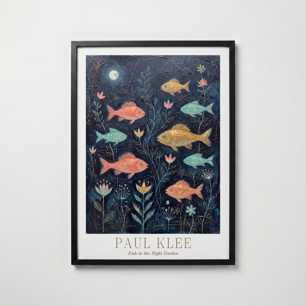 Paul Klee Fish in the Night Garden Poster – svart ram
