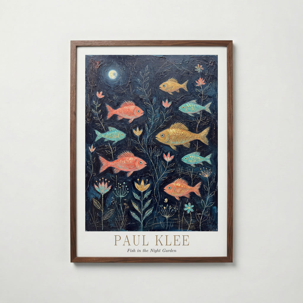 Paul Klee Fish in the Night Garden Poster – valnötsram