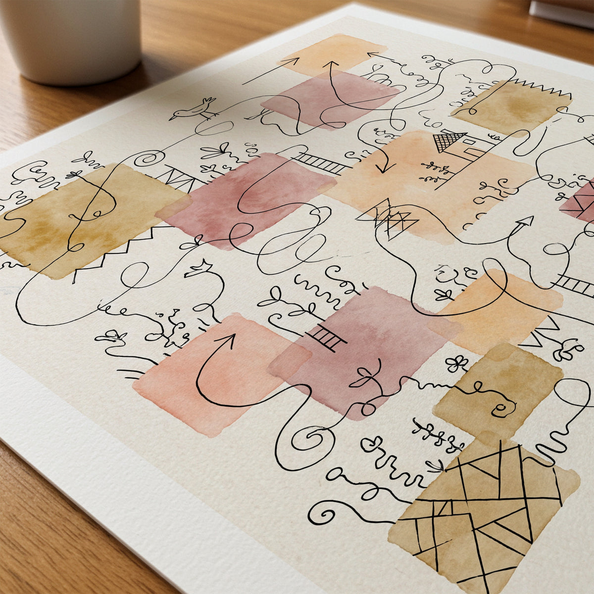 Paul Klee Ink Garden Poster – närbild på papper
