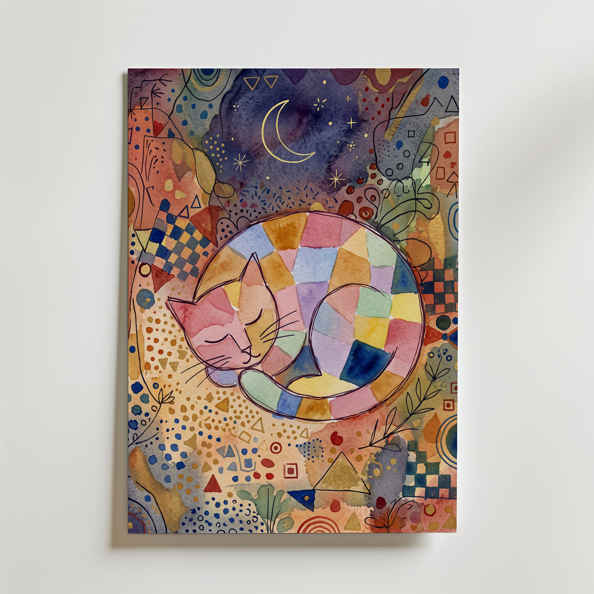 Paul Klee Sleeping Cat and Crescent Moon Poster – canvas utan passepartout