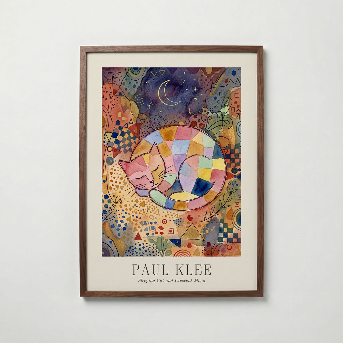 Paul Klee Sleeping Cat and Crescent Moon Poster – valnötsram