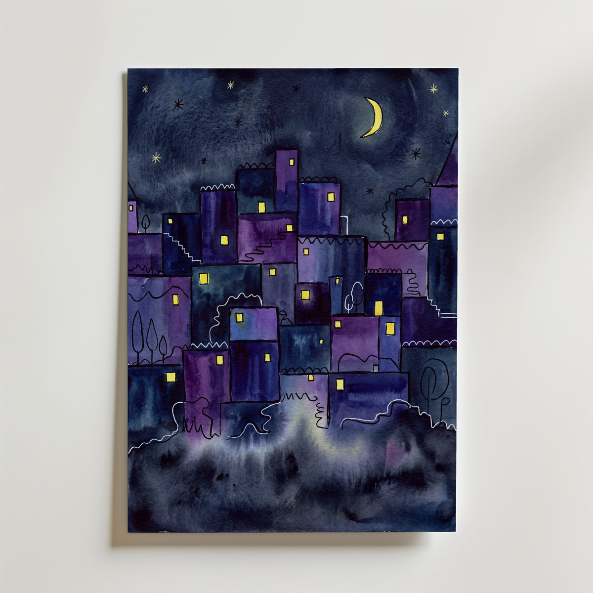 Paul Klee Village at Night Poster – canvas utan passepartout