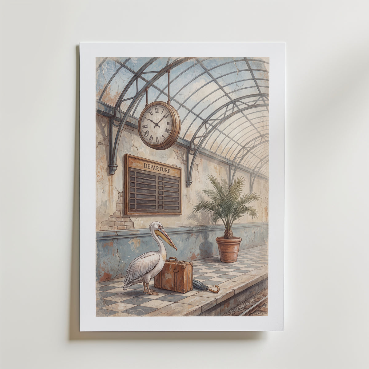 Pelican Departures Poster – med passepartout