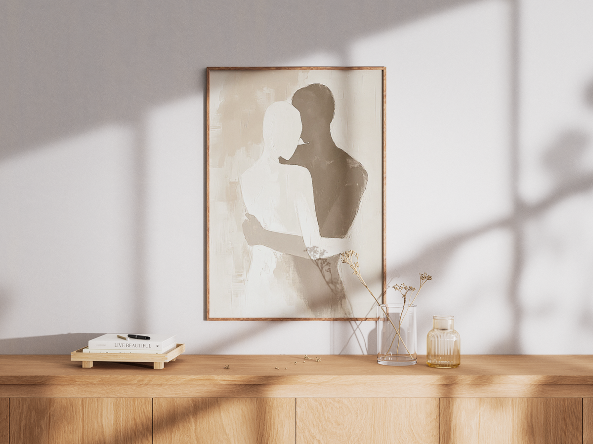 Väggmockup av Abstract Love No.2 affisch på ljus vägg – Bozetto konsttryck – nr 3