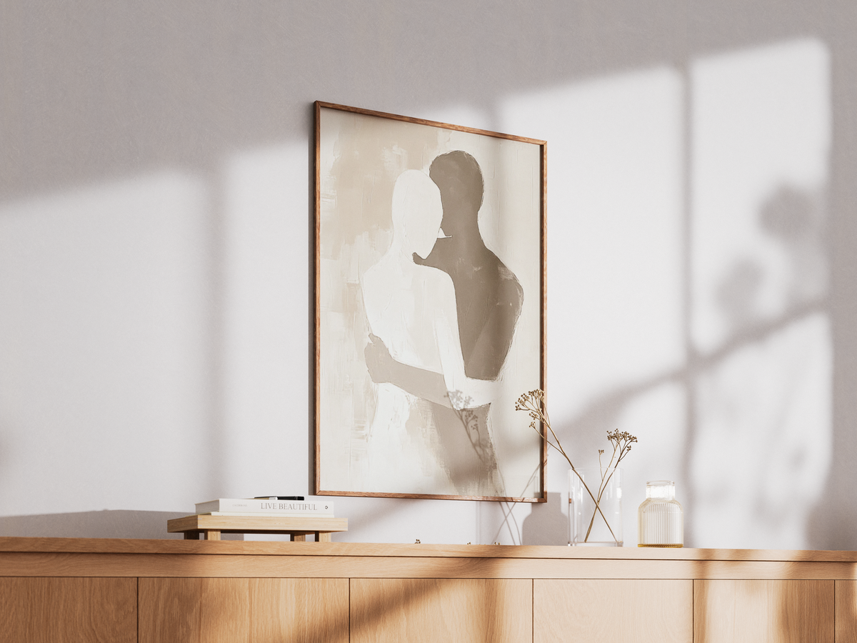 Mockup av Abstract Love No.2 affisch på vägg – köp enkelt hos Bozetto i hög kvalitet