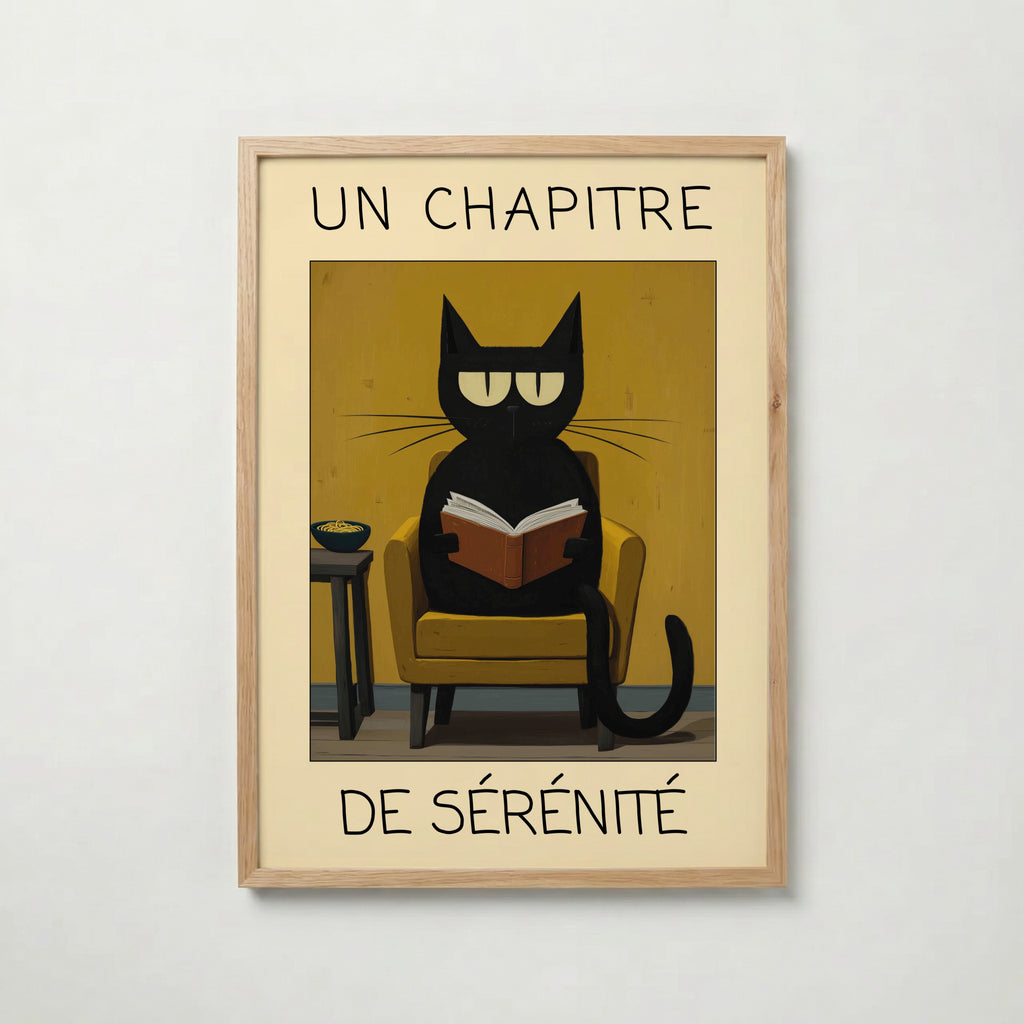 Quiet Reading Cat poster visad rakt fram – Bozetto affisch i hög tryckkvalitet i hög tryckkvalitet