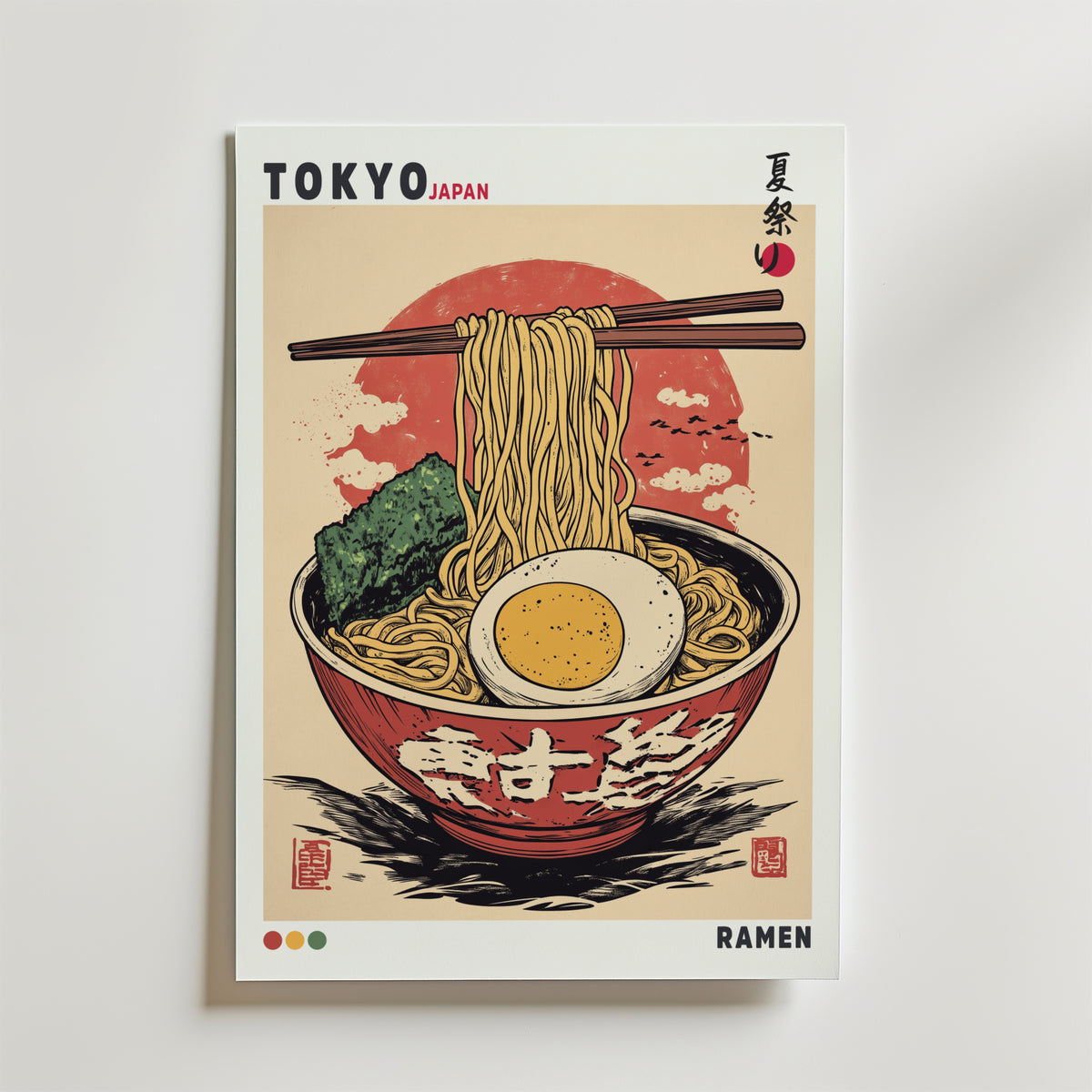 Retro Ramen Bowl – stilfullt konsttryck från Bozetto, tryckt på matt finpapper i hög tryckkvalitet