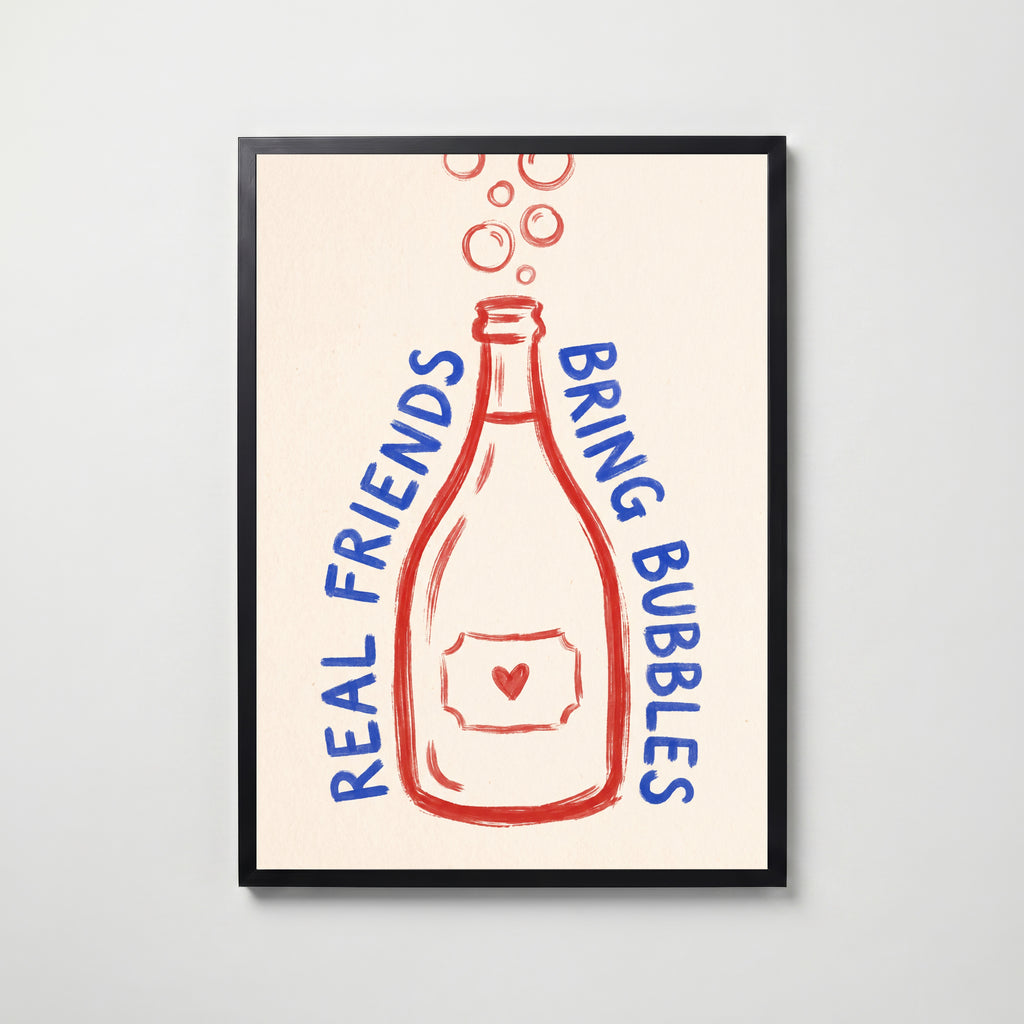 Real Friends Bring Bubbles Poster – svart ram