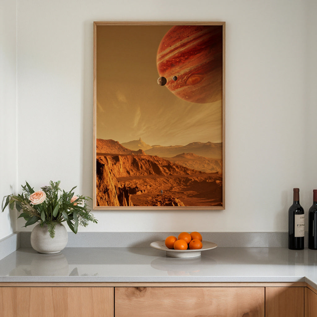 Red Horizon Poster med valnötsram