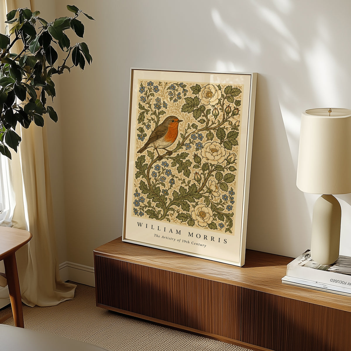 Robin Among Roses William Morris Poster