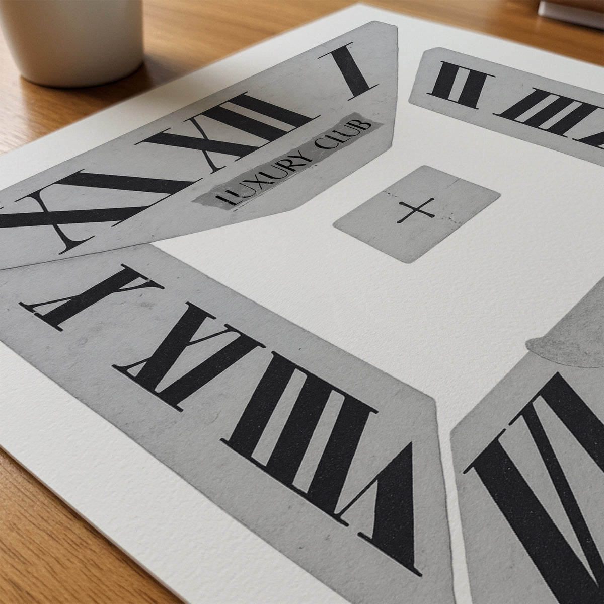 Roman Numeral Collage Poster – närbild på papper