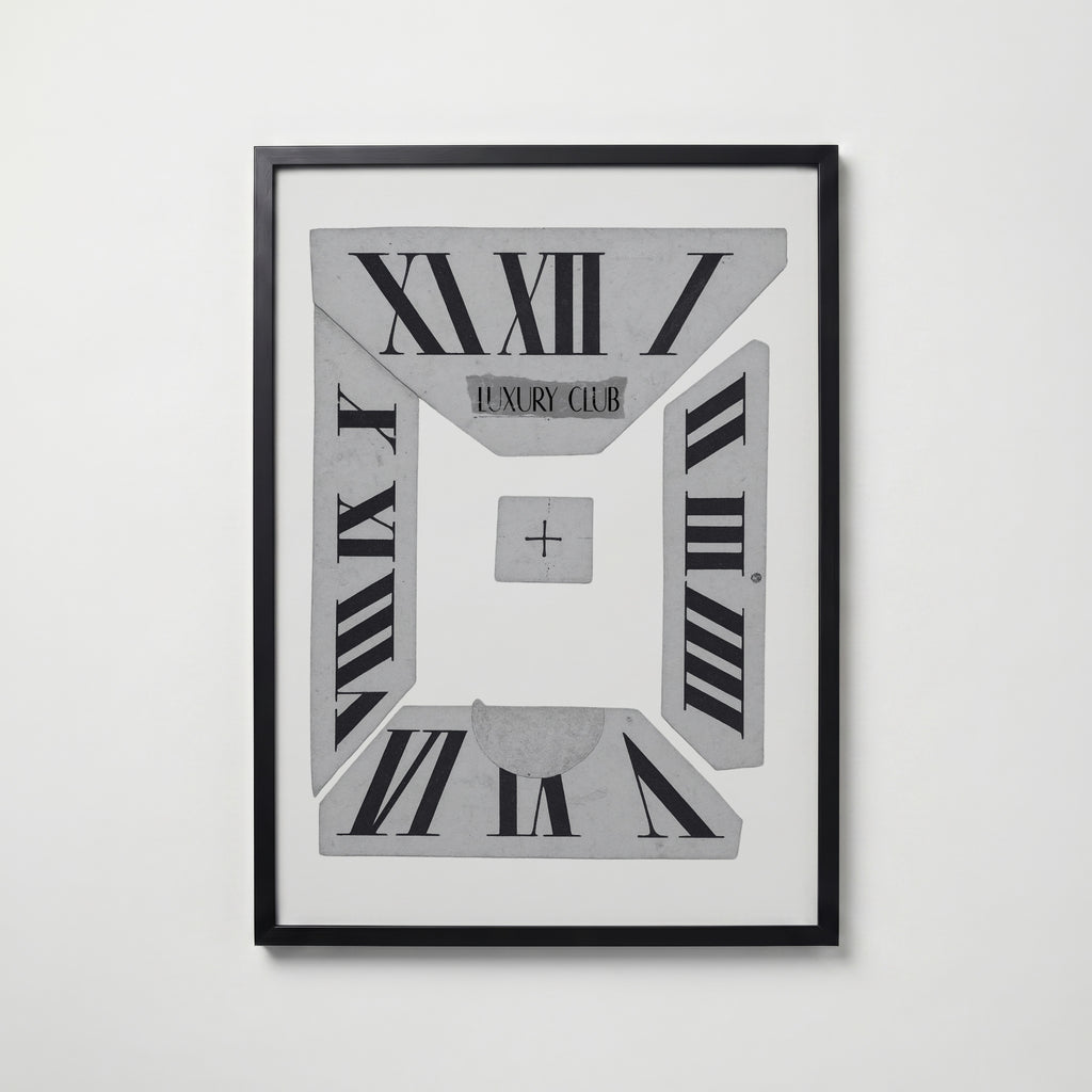 Roman Numeral Collage Poster – svart ram
