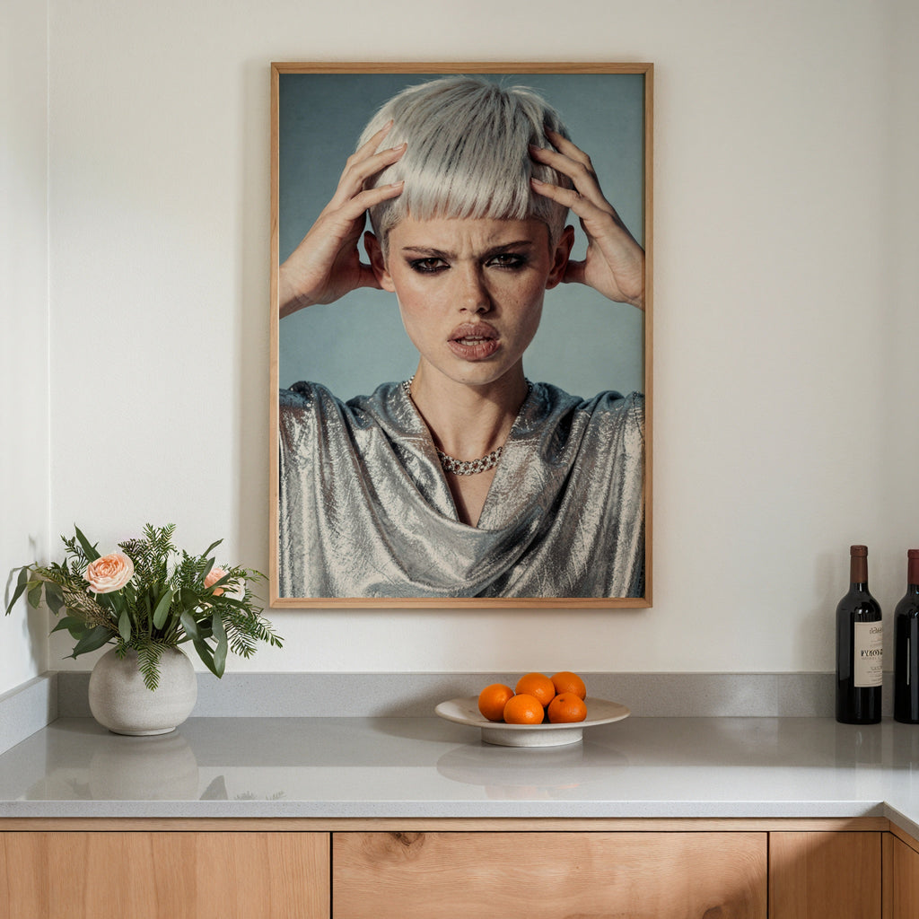 Silver Edge Poster med svart ram