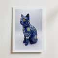 Starry Night Cat Sculpture Poster – med passepartout