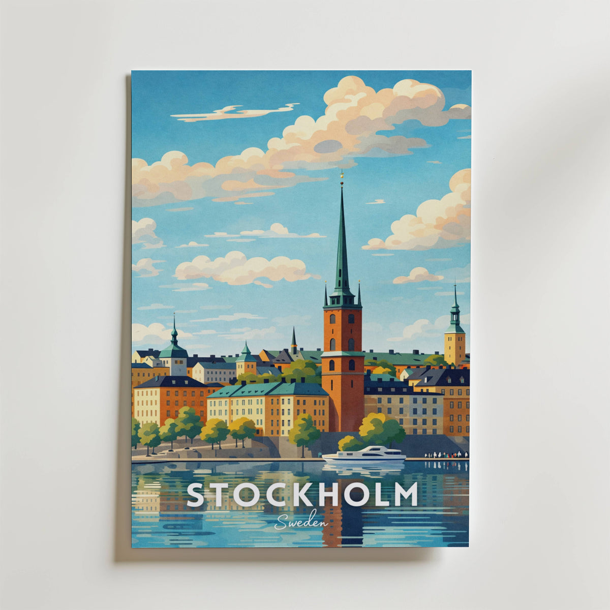 Storleksjämförelse för Stockholm Reflections affisch – Bozetto erbjuder flera format