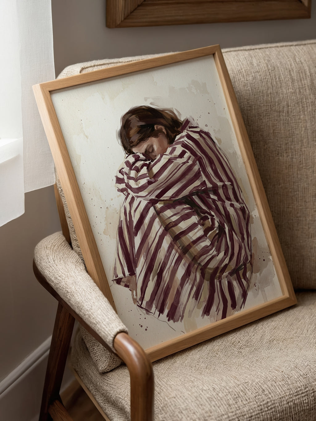 Striped Slumber Poster med valnötsram
