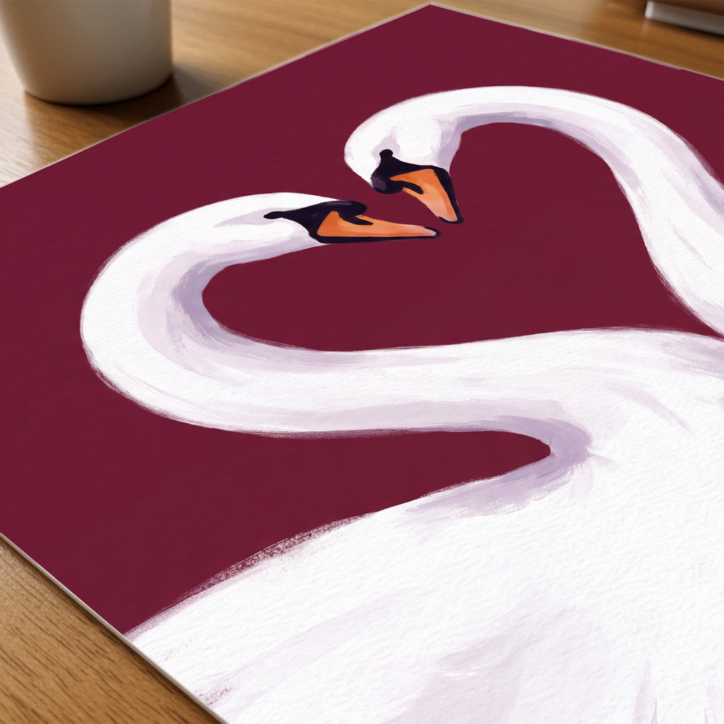 Swan Love Poster – närbild på papper
