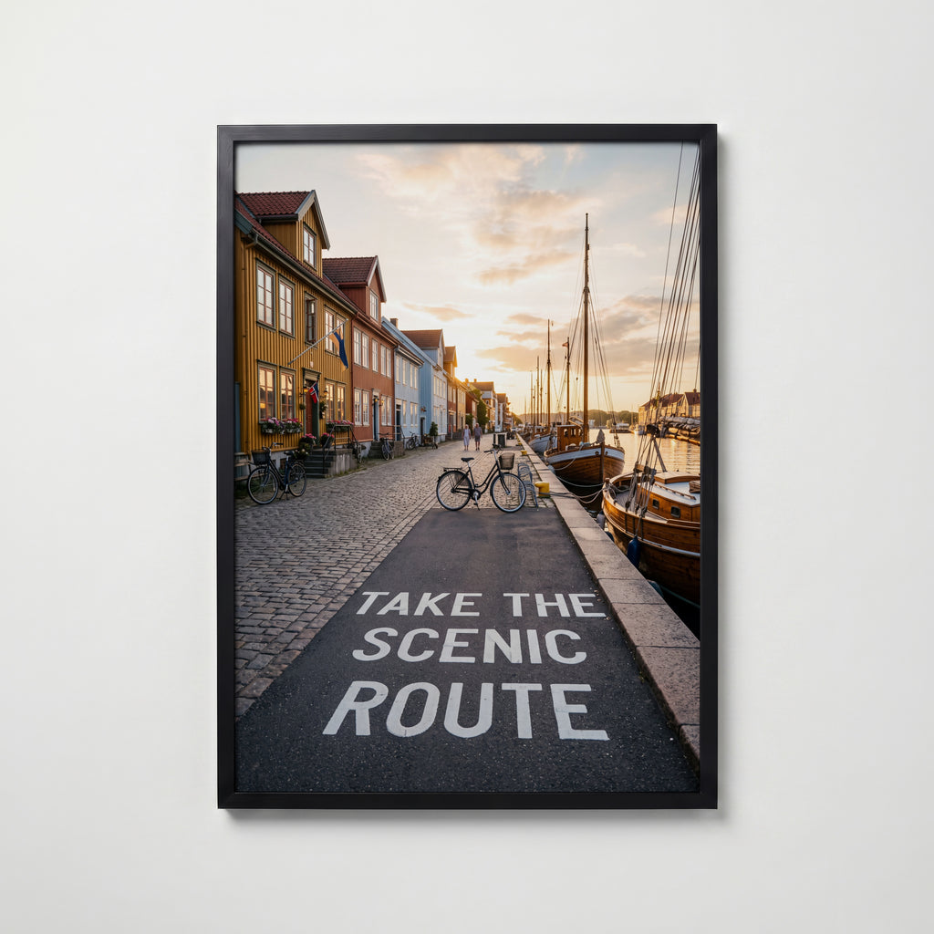 Take the Scenic Route Poster – svart ram