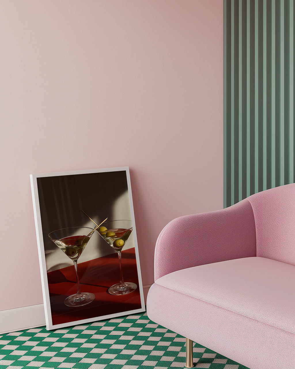 Mockup av The Last Martini affisch på vägg – köp enkelt hos Bozetto i hög kvalitet