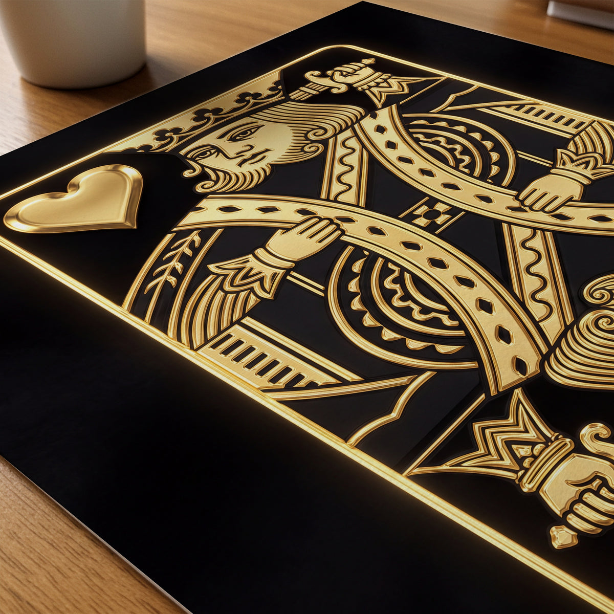 The Golden King of Hearts Poster – närbild på papper