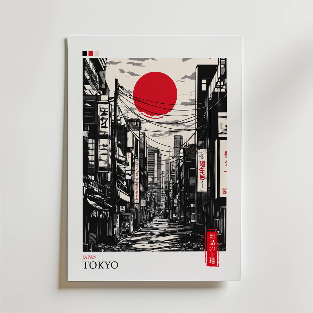 Tokyo Street – stilfullt konsttryck från Bozetto, tryckt på matt finpapper i hög tryckkvalitet