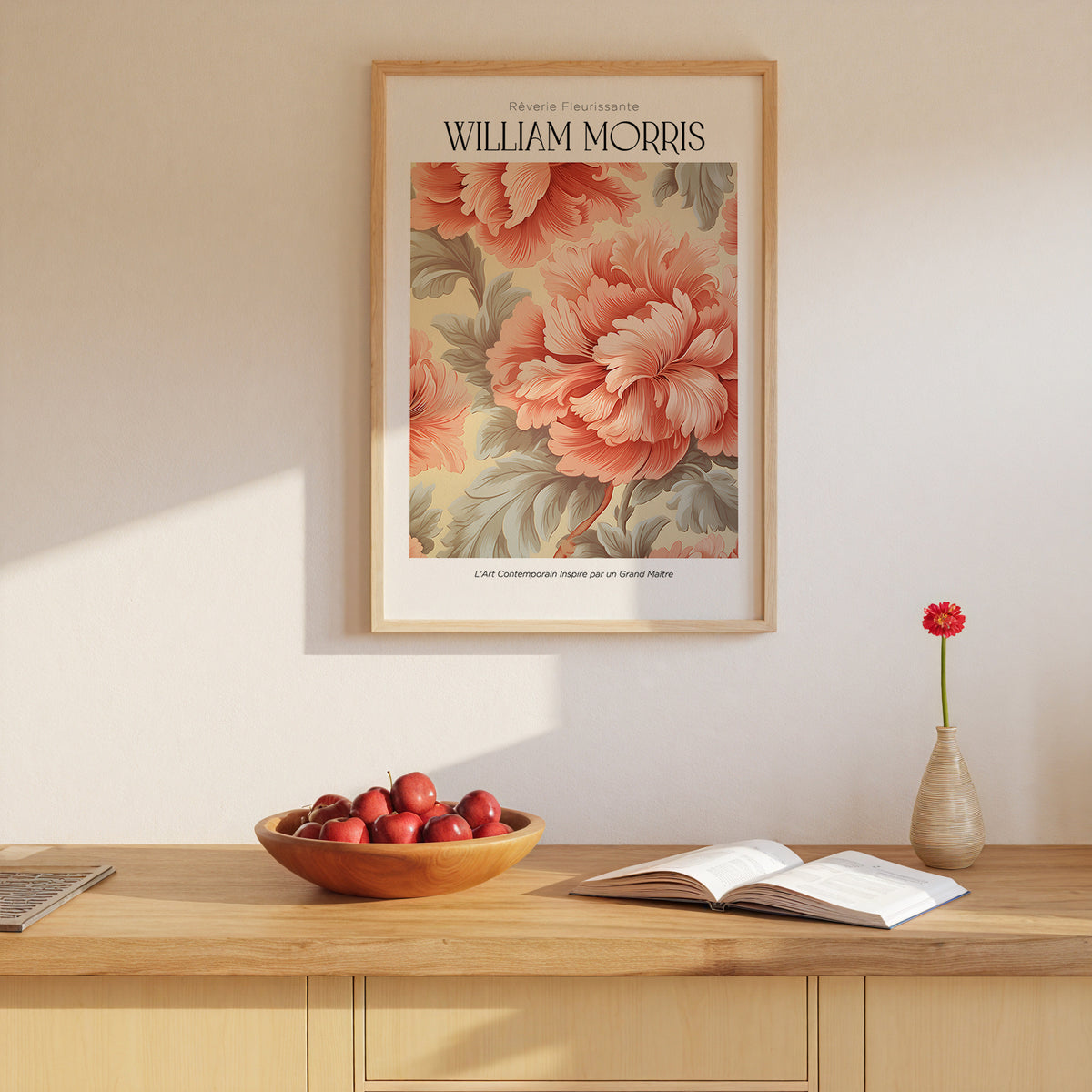 William Morris Coral Peony – affisch med stilfullt motiv från Bozetto i hög kvalitet