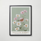 William Morris Anemones and Painted Lady Poster – svart ram