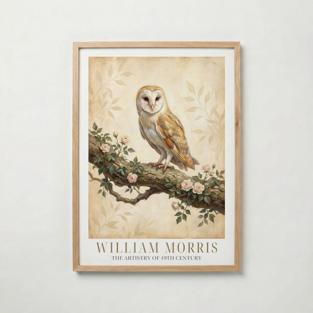 William Morris Barn Owl in Ivy and Roses Poster – ekram