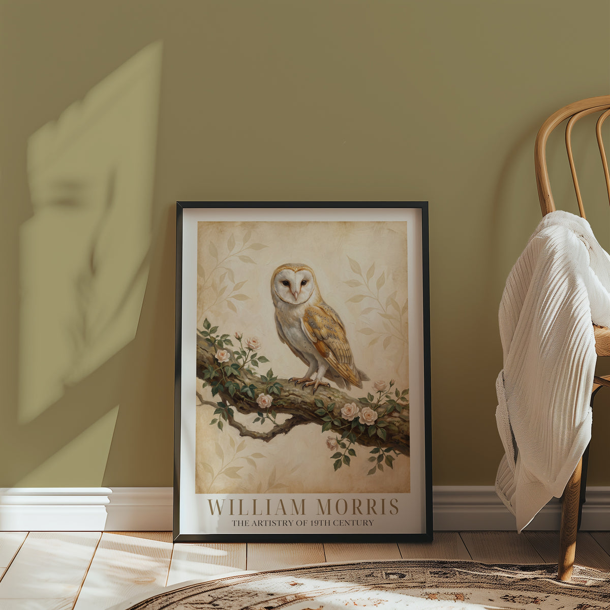 William Morris Barn Owl in Ivy and Roses Poster – i rum 1