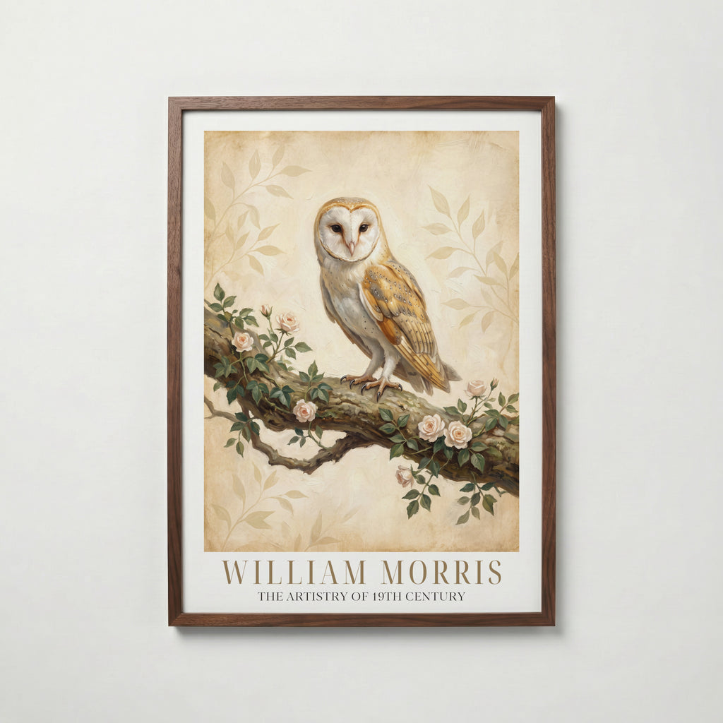 William Morris Barn Owl in Ivy and Roses Poster – valnötsram