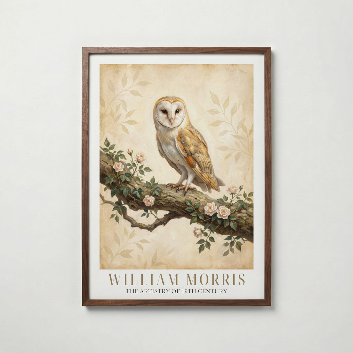 William Morris Barn Owl in Ivy and Roses Poster – valnötsram