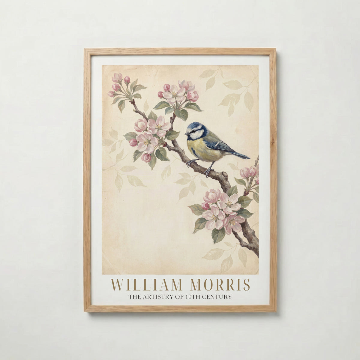 William Morris Blue Tit in Apple Blossom Poster – ekram