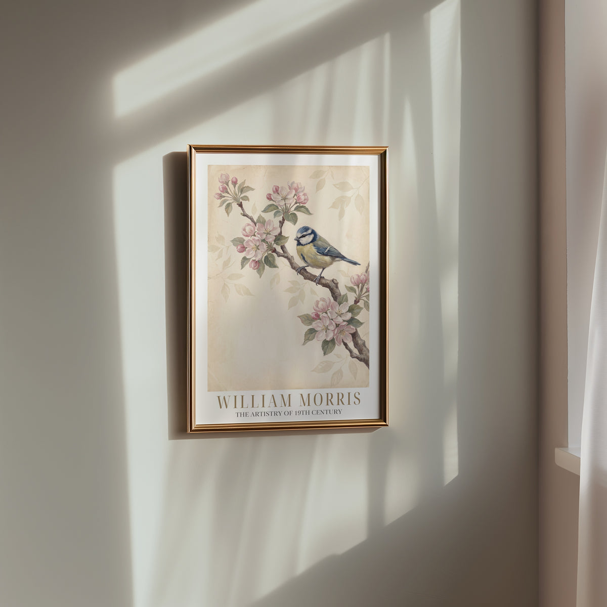 William Morris Blue Tit in Apple Blossom Poster – i rum 3