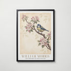 William Morris Blue Tit in Apple Blossom Poster – svart ram