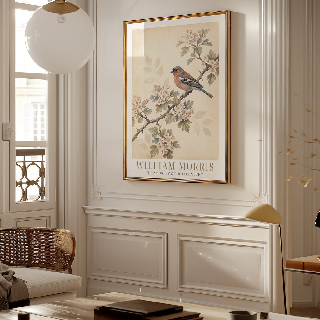 William Morris Chaffinch on Hawthorn Poster – i rum 3