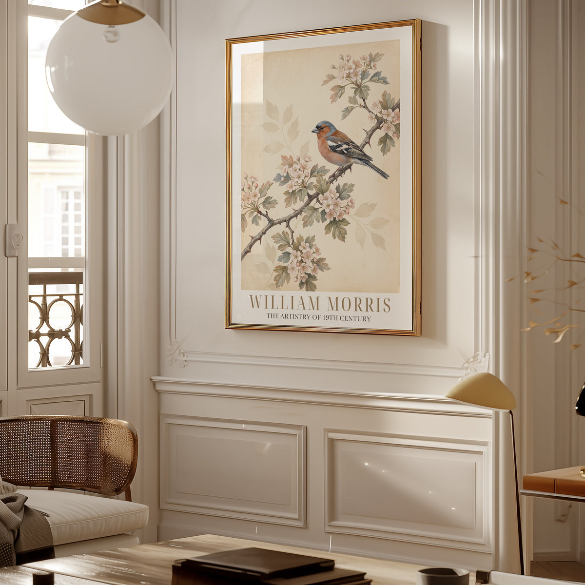 William Morris Chaffinch on Hawthorn Poster – i rum 3