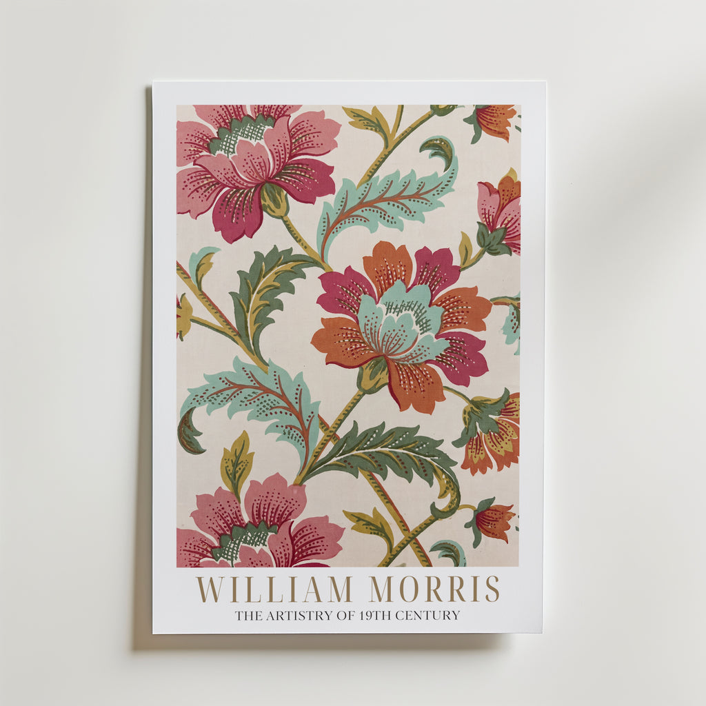 William Morris Chrysanthemum Cotton Print Poster – med passepartout