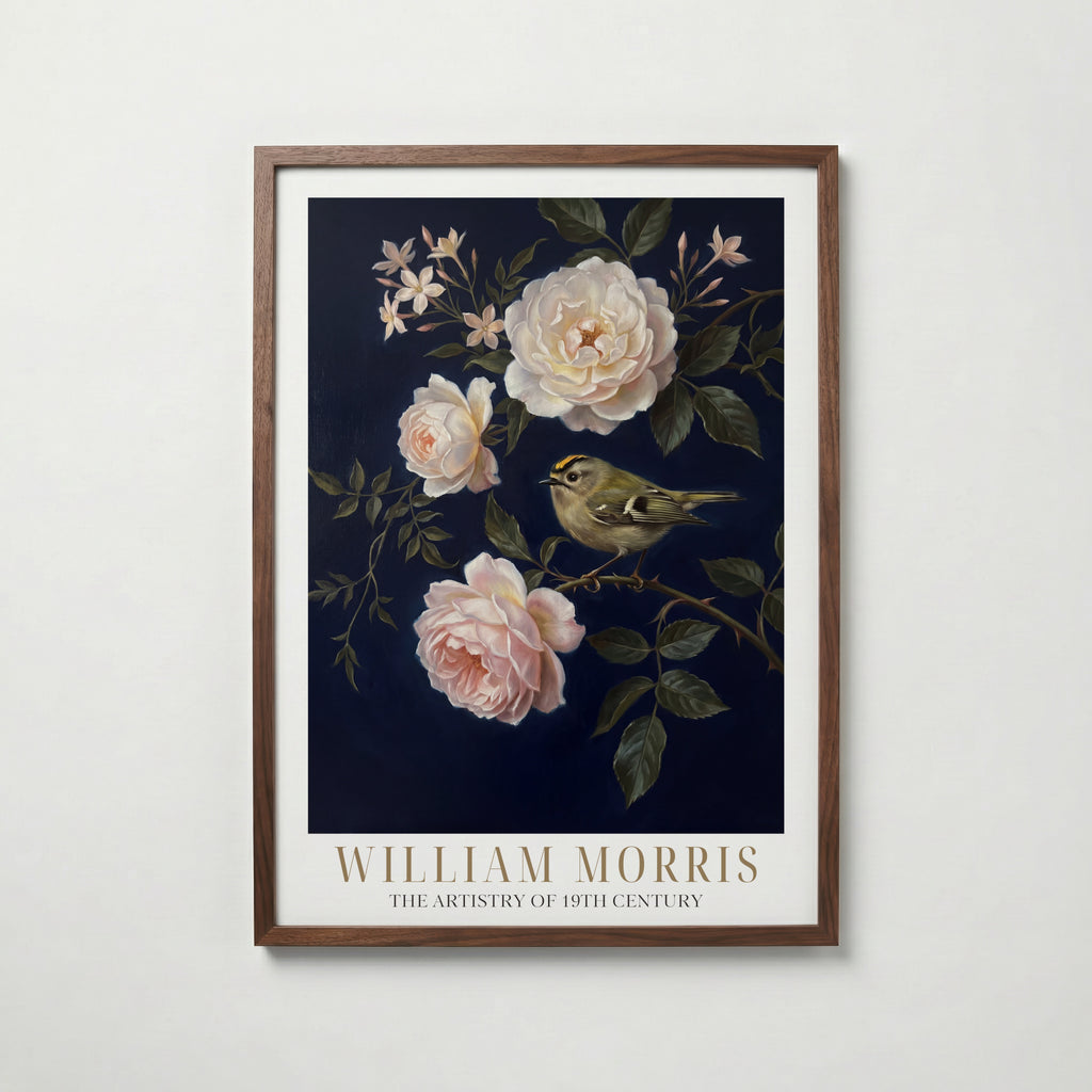 William Morris Goldcrest in Midnight Roses Poster – valnötsram