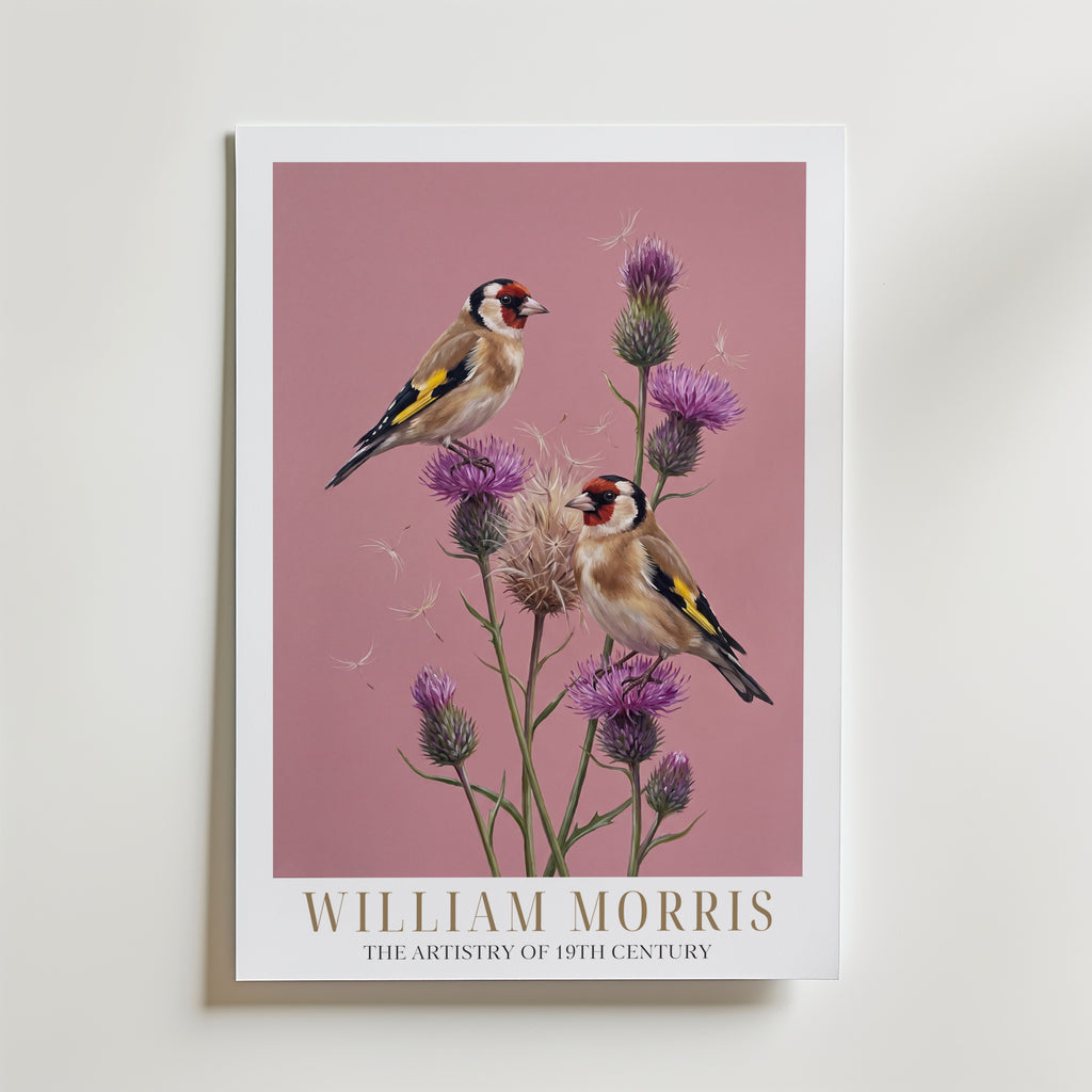 William Morris Goldfinches on Thistles Poster – med passepartout