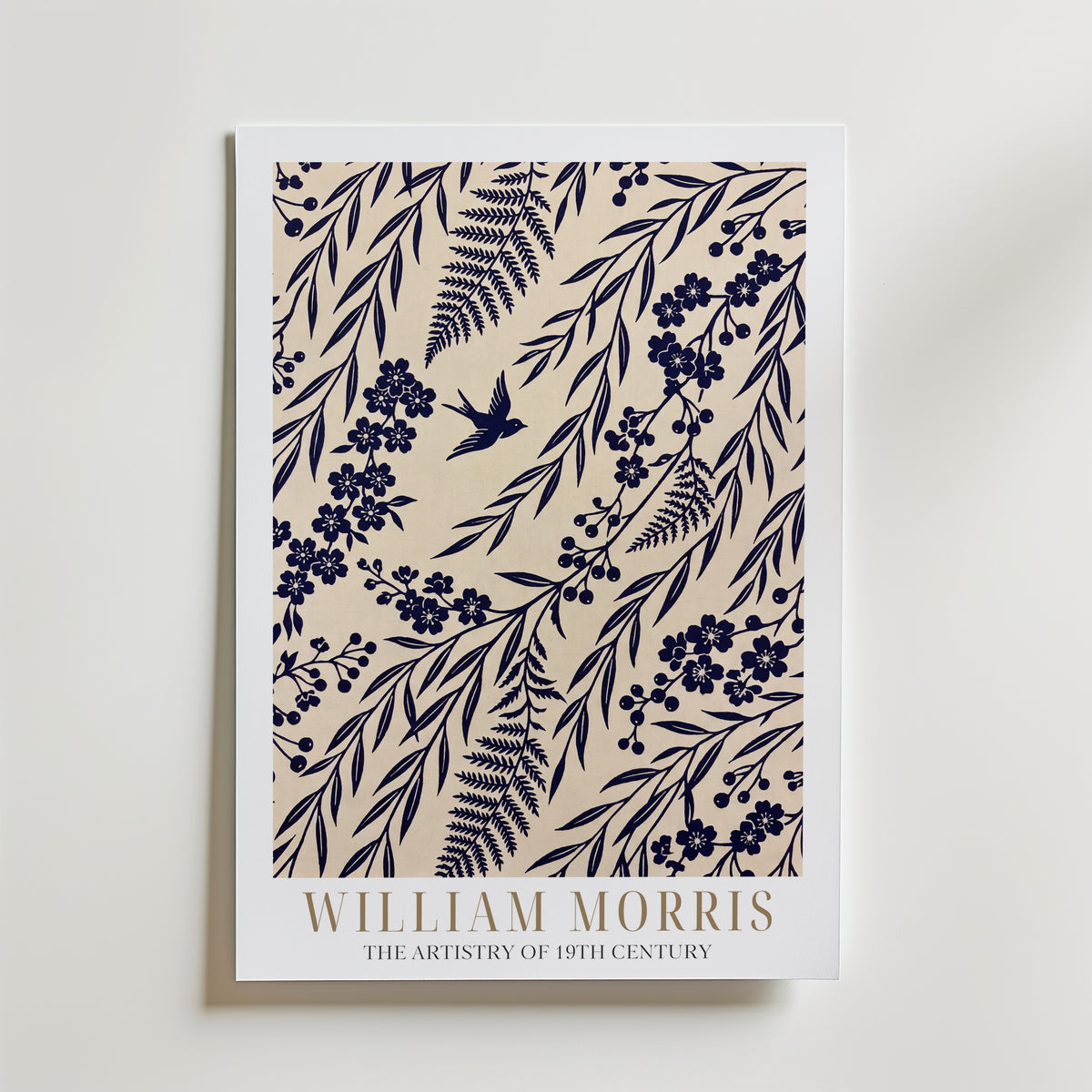 William Morris Indigo Willow Silhouette Poster – med passepartout