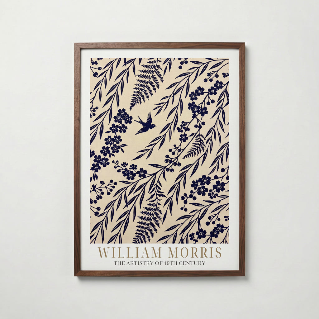William Morris Indigo Willow Silhouette Poster – valnötsram