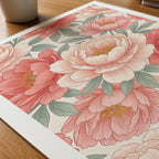 William Morris Peony Abundance Poster – närbild på papper