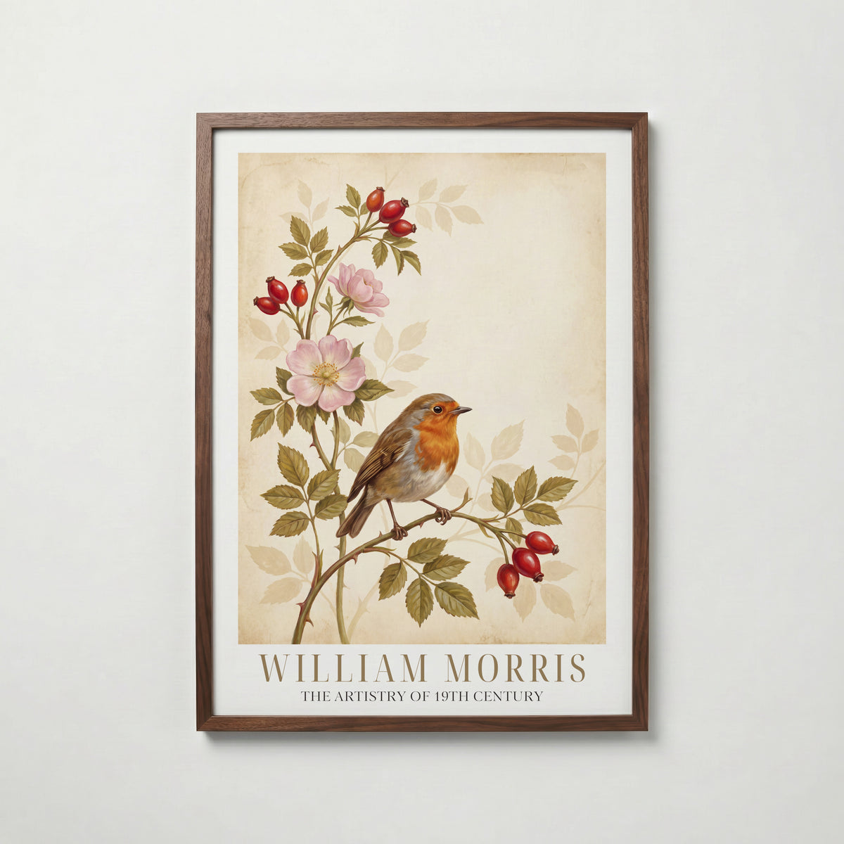 William Morris Robin and Rose Hips Poster – valnötsram