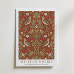 William Morris Thrushes and Strawberries on Terracotta Poster – med passepartout