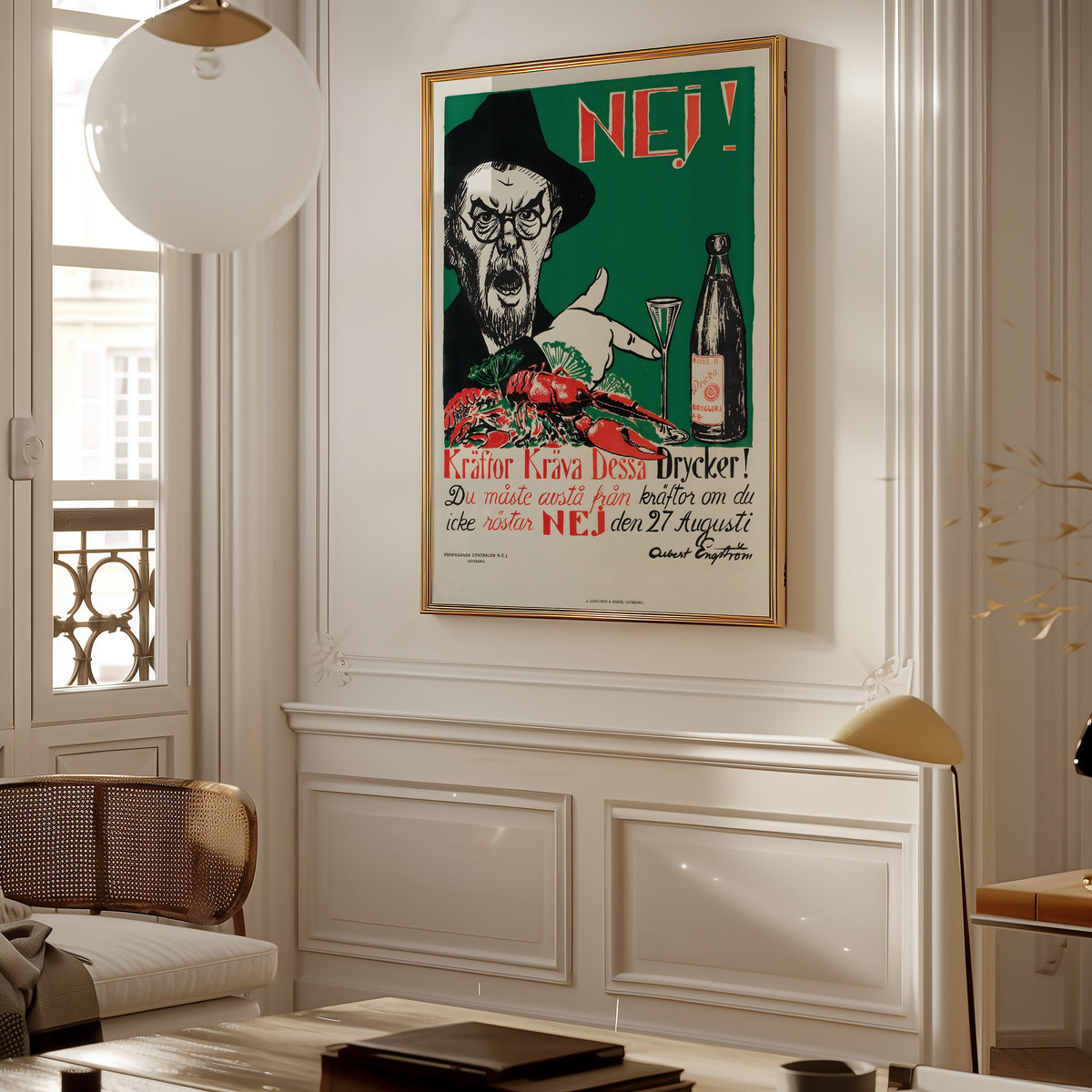 Albert Engström Kräftor poster på vägg i stilren miljö från Bozetto