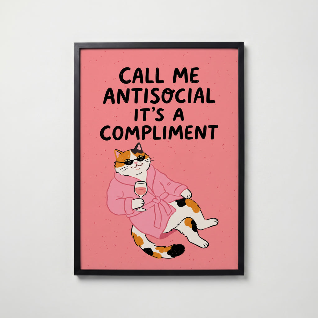 Call Me Antisocial Poster – svart ram