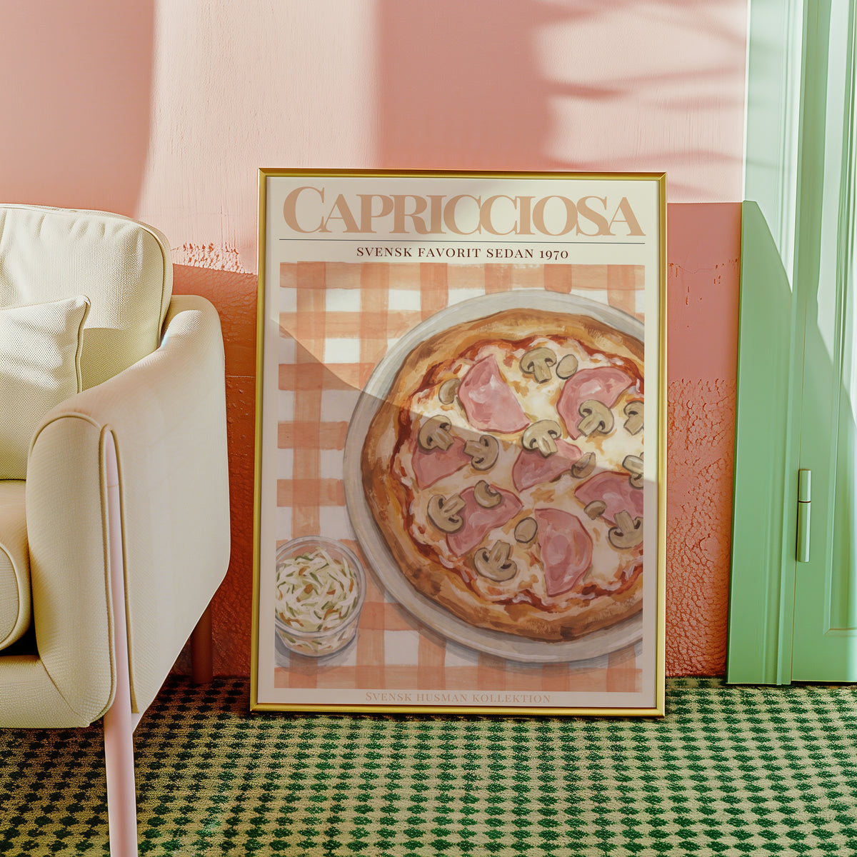 Capricciosa Pizza affisch på vägg i modernt hem – Bozetto
