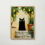 Cat in Lemon Garden Poster i ek-ram fran Bozetto